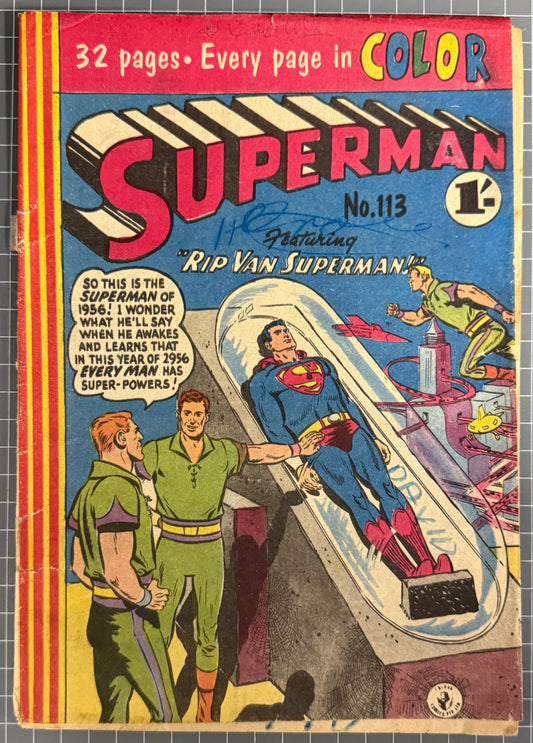 SUPERMAN #113 [COLOUR COMICS] AUSTRALIAN PRE-DECIMAL *SCARCE* 1956