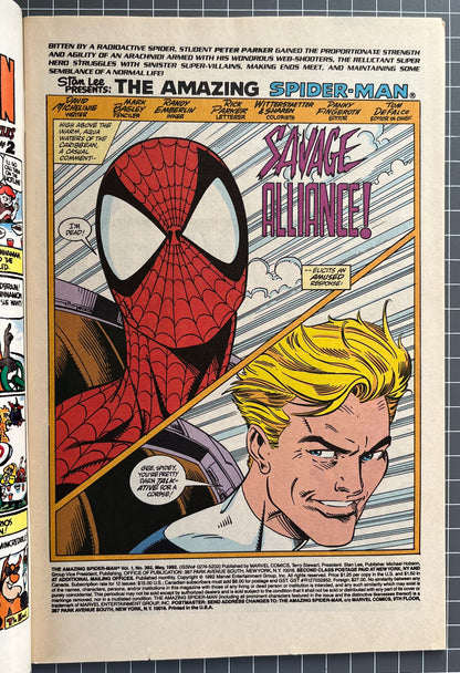 🔑 AMAZING SPIDER-MAN #362 [MARVEL COMICS] *2ND FULL APP. CARNAGE* 1992 VF
