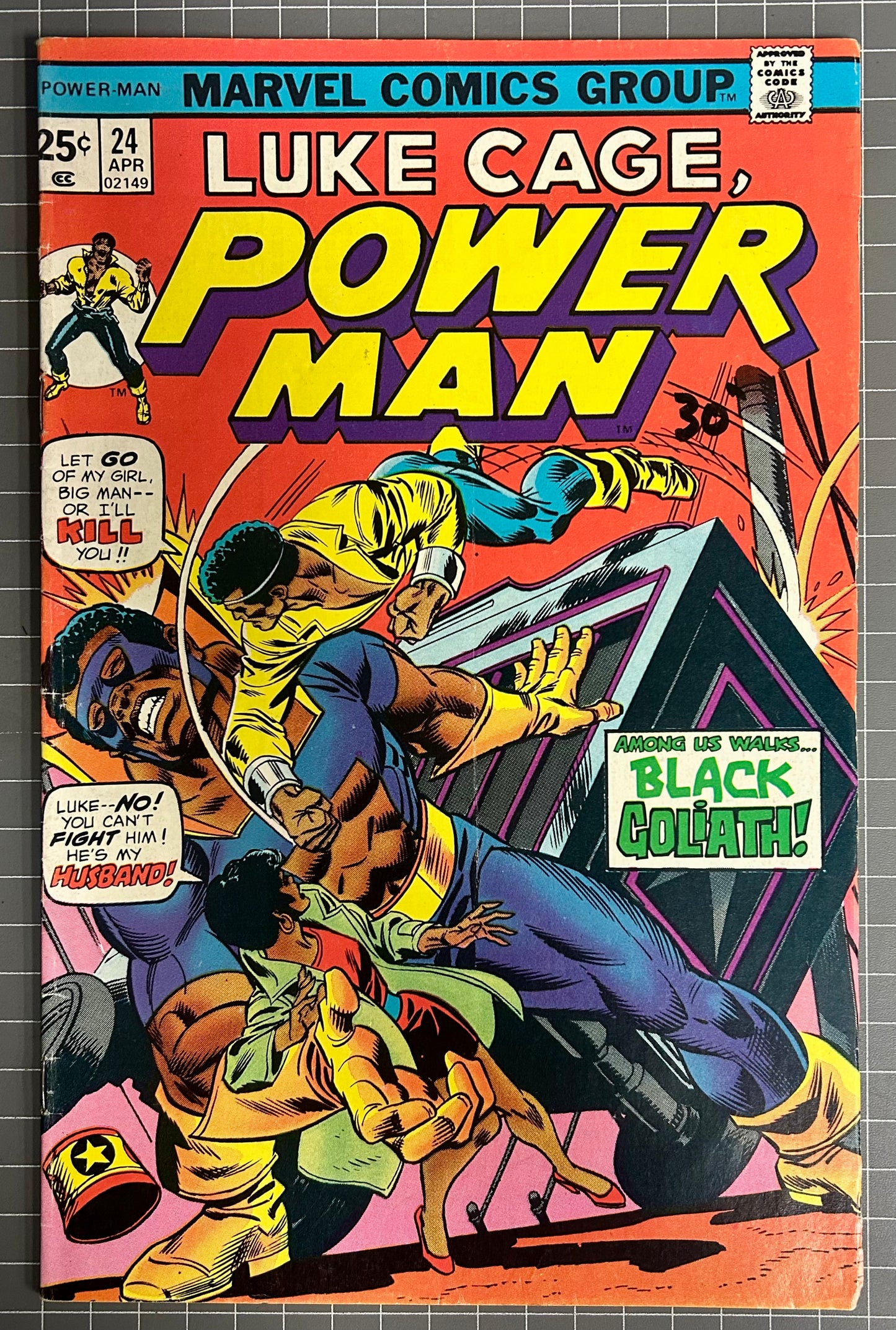 🔑 POWER MAN #24 [MARVEL COMICS] *BLACK GOLIATH ORIGIN* 1975 FN-