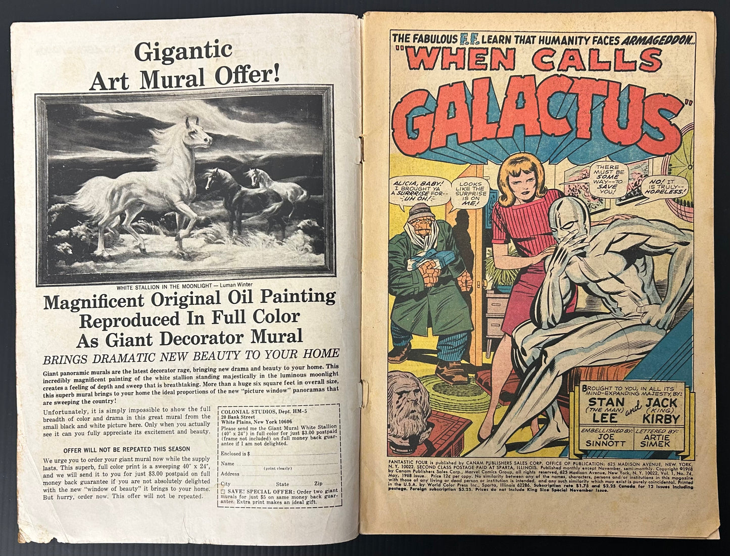 🔑 FANTASTIC FOUR #74 [MARVEL COMICS] DIRECT *SPECIAL COVER APPR* 1968 GD/VG