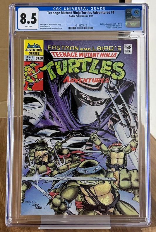 🔑 TEENAGE MUTANT NINJA TURTLES ADVENTURES #1 CGC 8.5 [ARCHIE COMICS] 1989