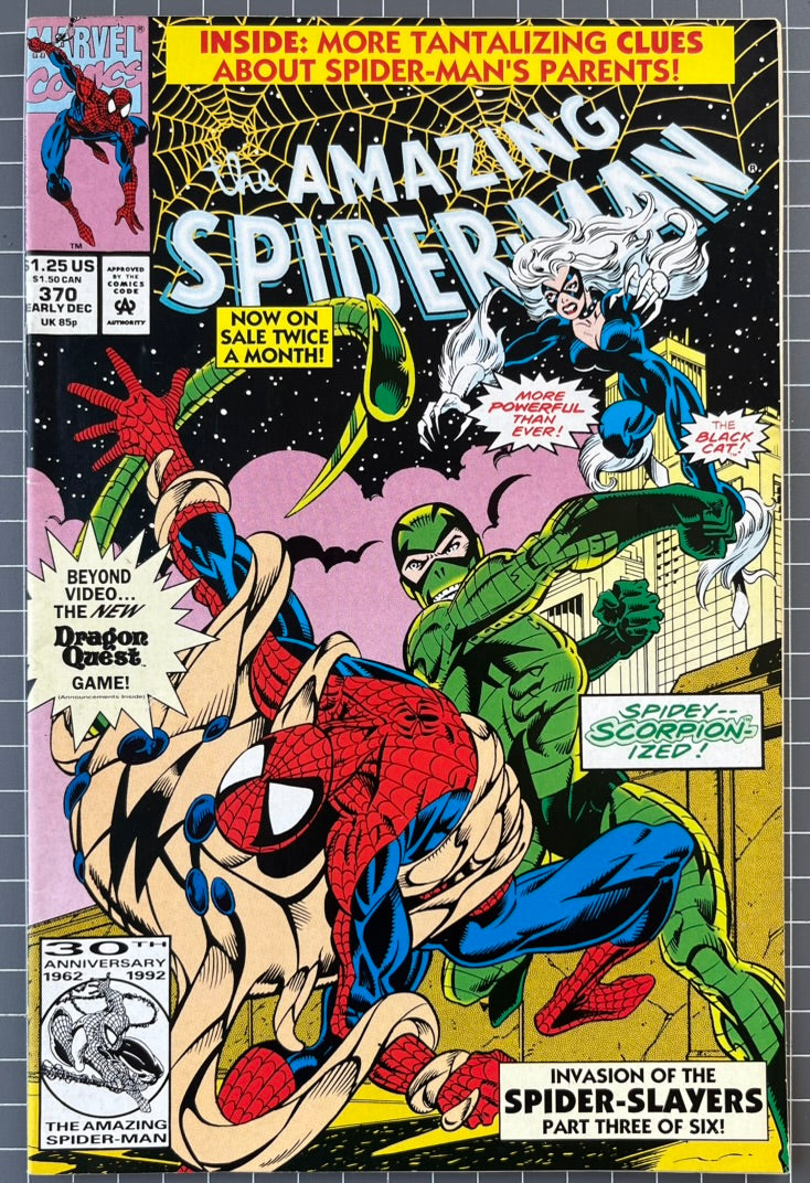 THE AMAZING SPIDER-MAN #370 [MARVEL COMICS] *PART 3 SPIDER-SLAYERS* 1992 VF-
