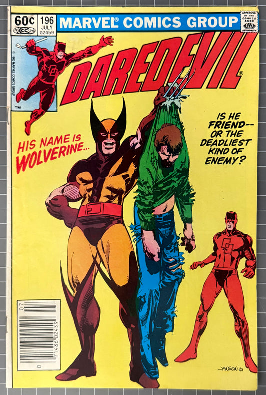 🔑 DAREDEVIL #196 [MARVEL COMICS] NEWSSTAND *DAREDEVIL X WOLVERINE* 1983 VF