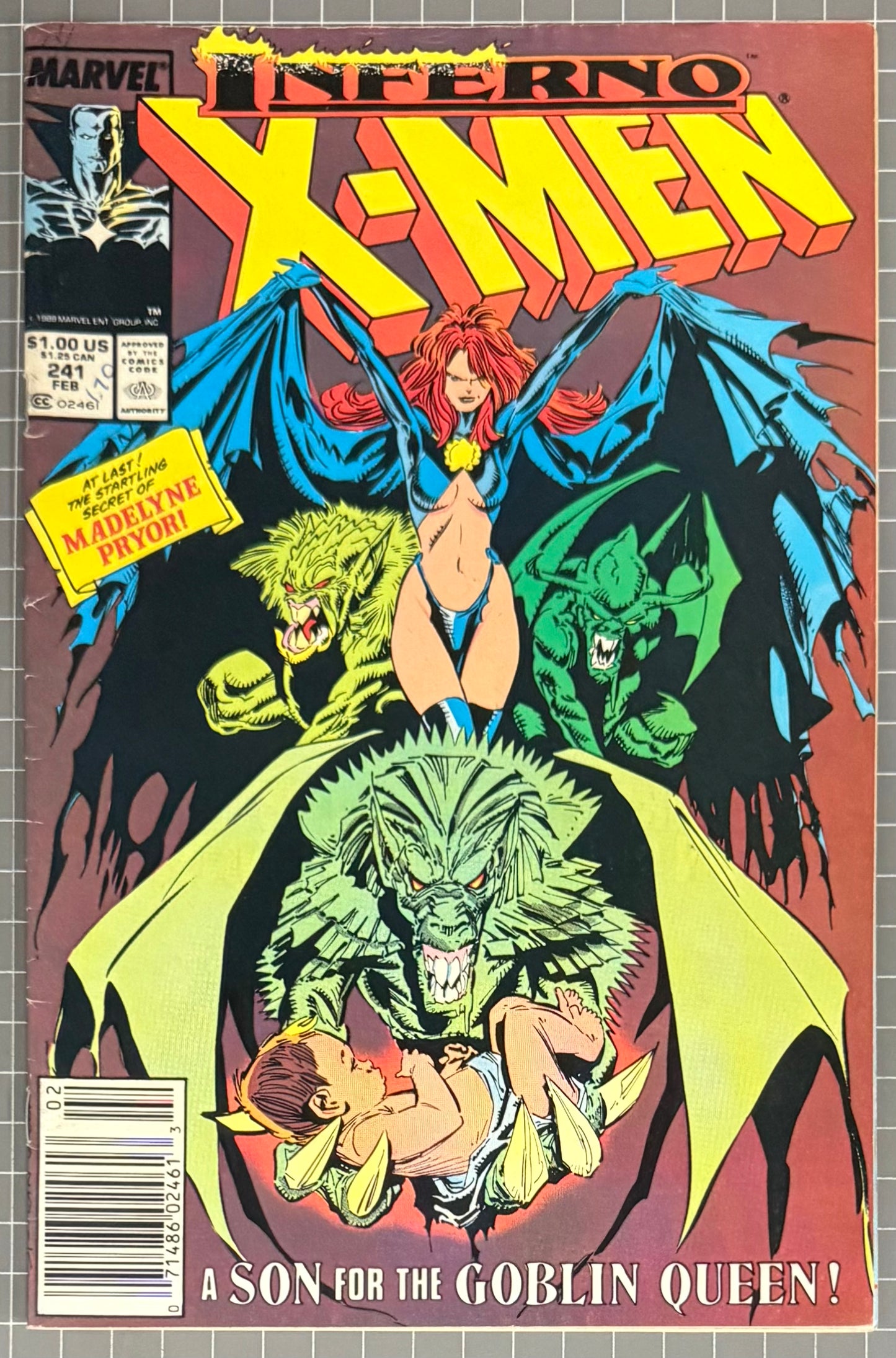 🔑 UNCANNY X-MEN #241 [MARVEL COMICS] NEWSSTAND *ORIGIN OF MADELYNE PRYOR* 1989 FN-