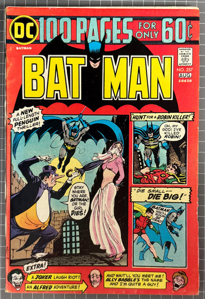 BATMAN #257 [DC COMICS] *100 PAGES* 1974 VG/FN