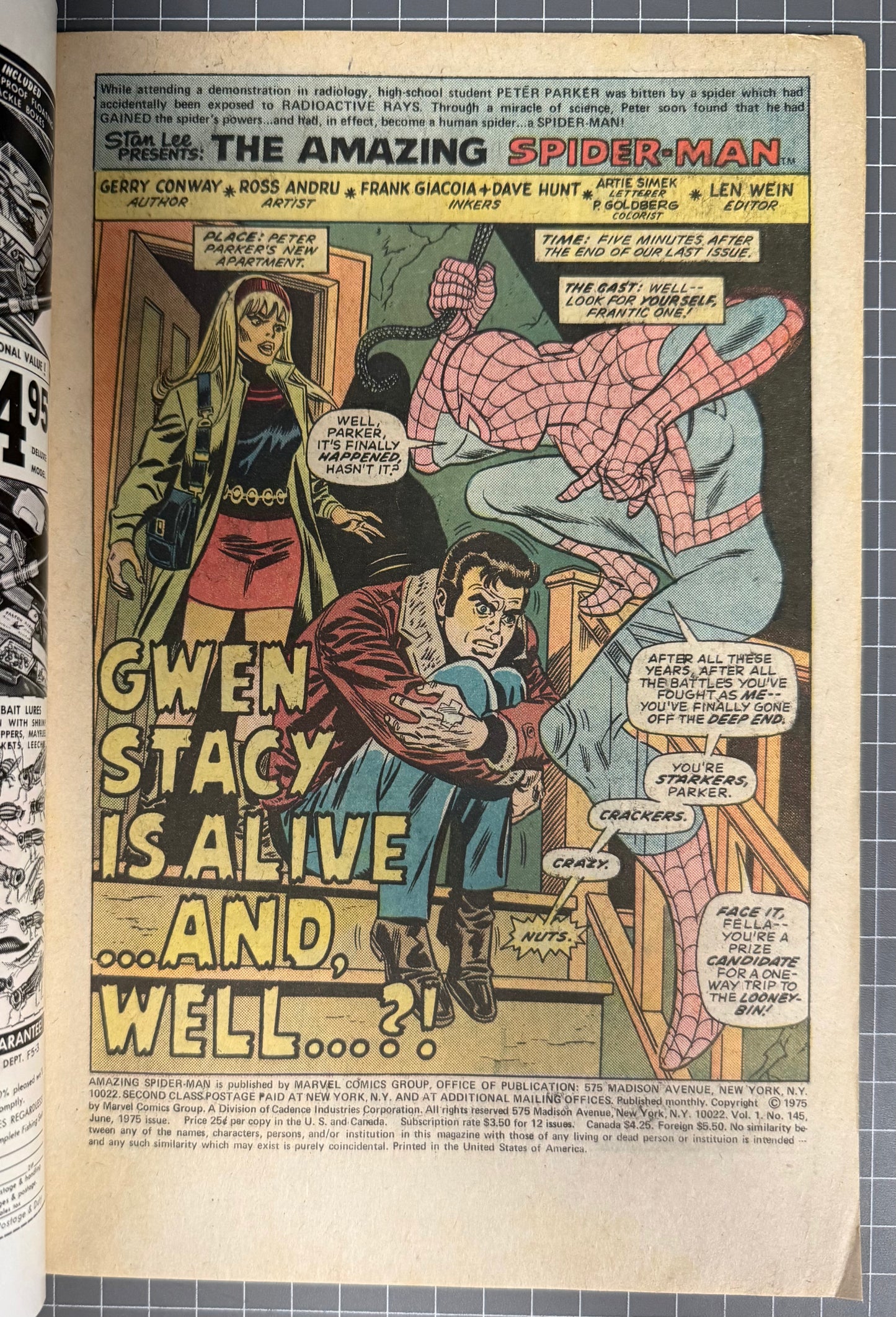 THE AMAZING SPIDER-MAN #145 [MARVEL COMICS] 1975 VG/FN
