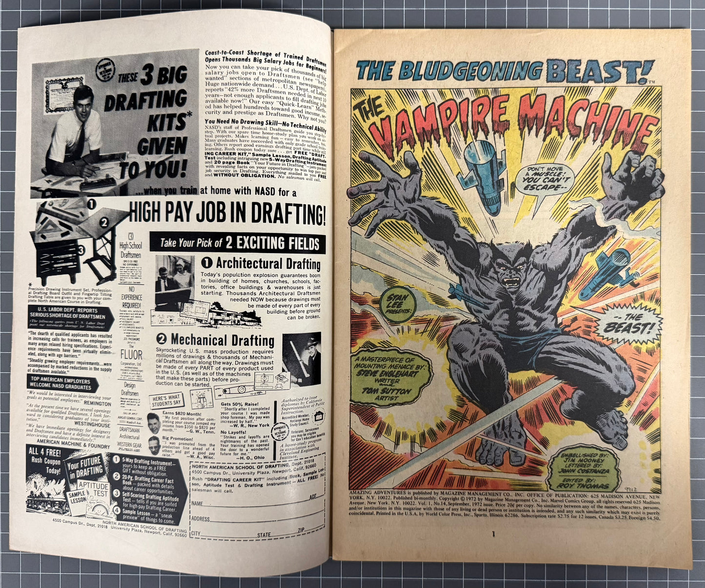 AMAZING ADVENTURES #14 [MARVEL COMICS] *BEAST* 1972 VG/FN