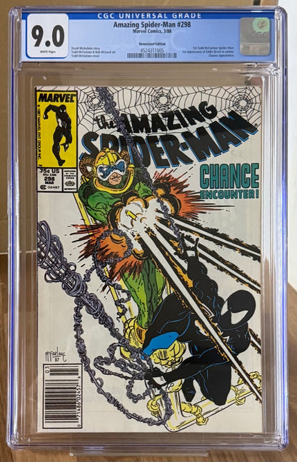 🔑 AMAZING SPIDER-MAN #298 CGC 9.0 NEWSSTAND MARVEL TODD MCFARLANE COMIC 1988