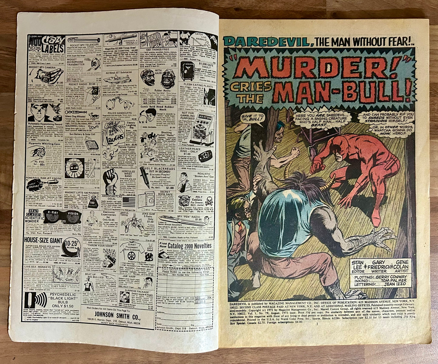 🔑 DAREDEVIL #79 [MARVEL COMICS] DIRECT *STAN LEE CAMERO APPEARANCE* 1971 GD/VG