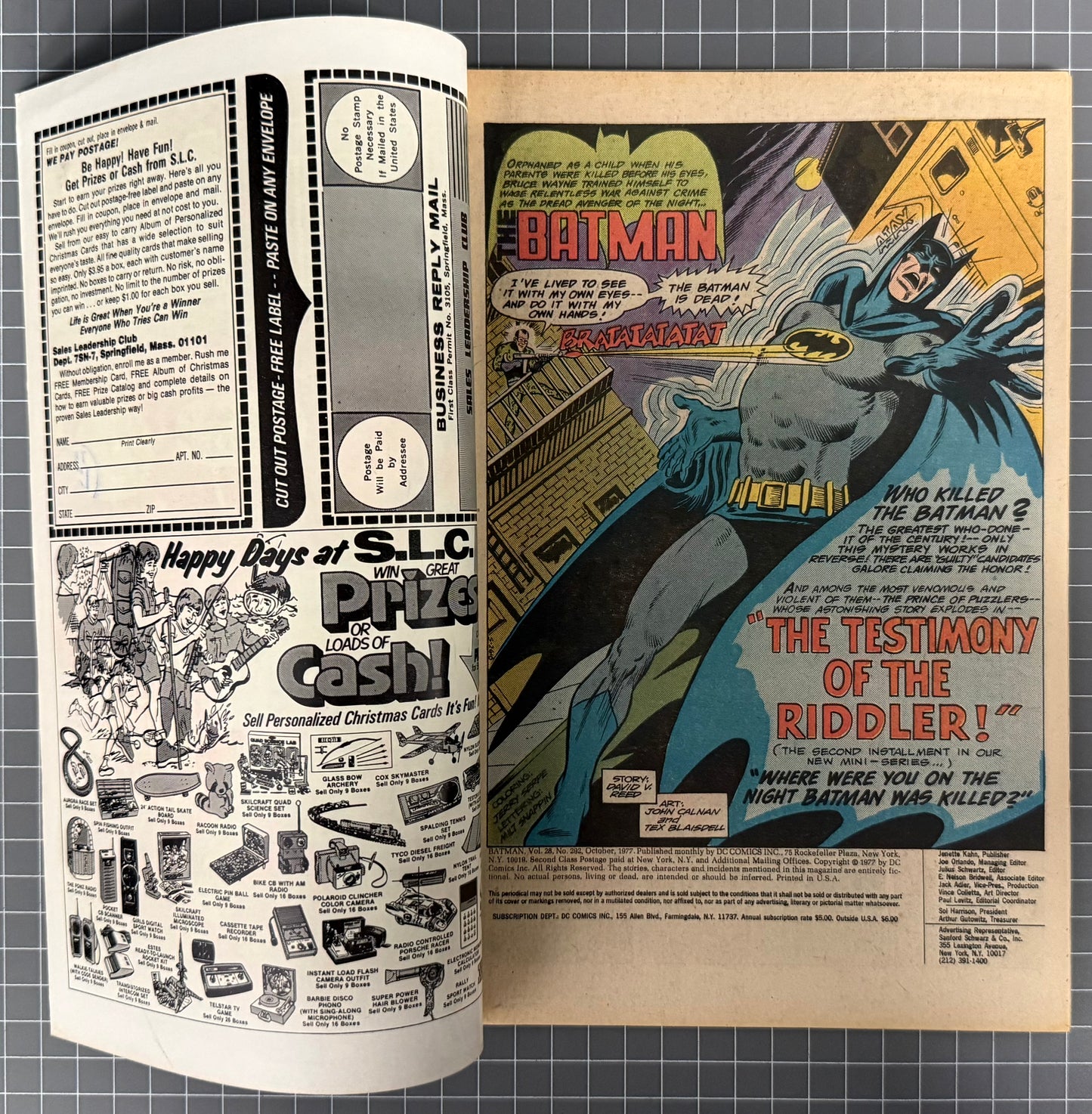 BATMAN #292 [DC COMICS] *JIM APARO RIDDLER COVER* 1977 FN/VF