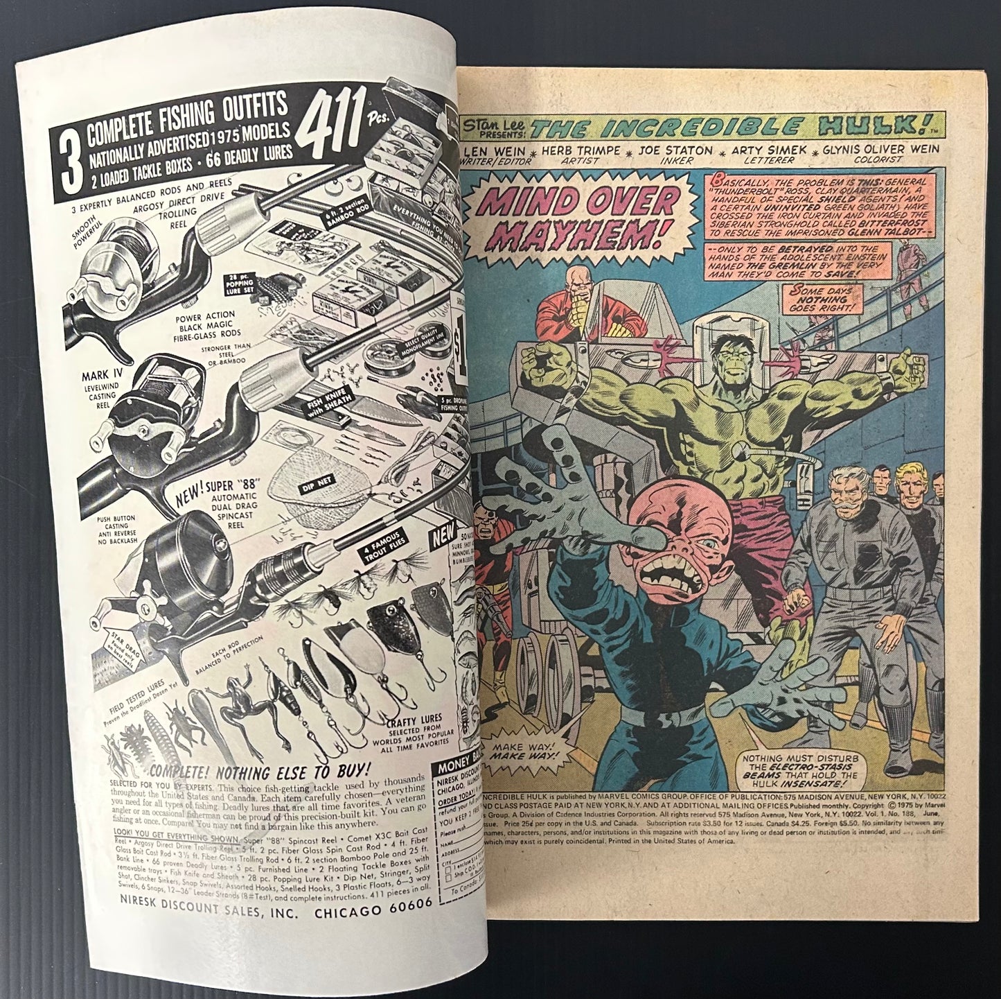 THE INCREDIBLE HULK #188 [MARVEL COMICS] DIRECT 1975 FN+
