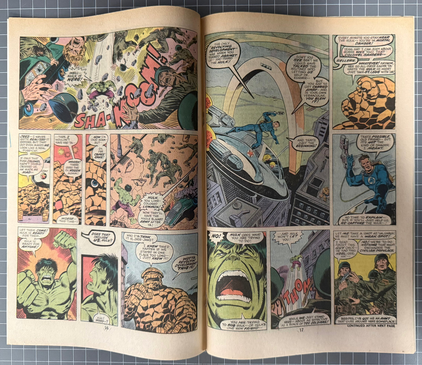 🔑 FANTASTIC FOUR #167 [MARVEL COMICS] DIRECT *FANTASTIC FOUR VS THE HULK* 1976 FN/VF
