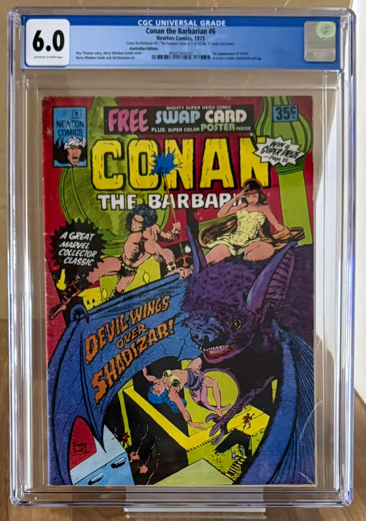 🔑 CONAN THE BARBARIAN #5 + POSTER/SWAP CARD CGC 6.0 [NEWTON COMICS] AUSTRALIAN 1975