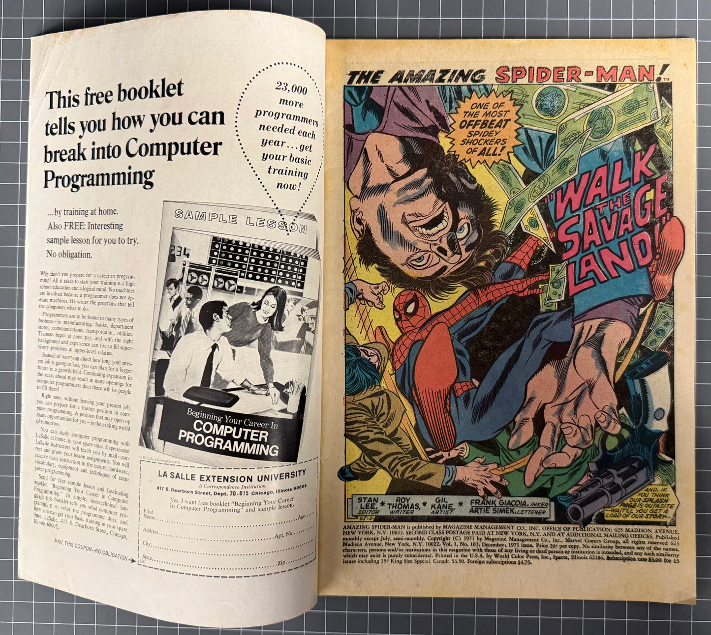 🔑 THE AMAZING SPIDER-MAN #103 [MARVEL COMICS] *1ST APPEARANCE GOG* 1971 VG+