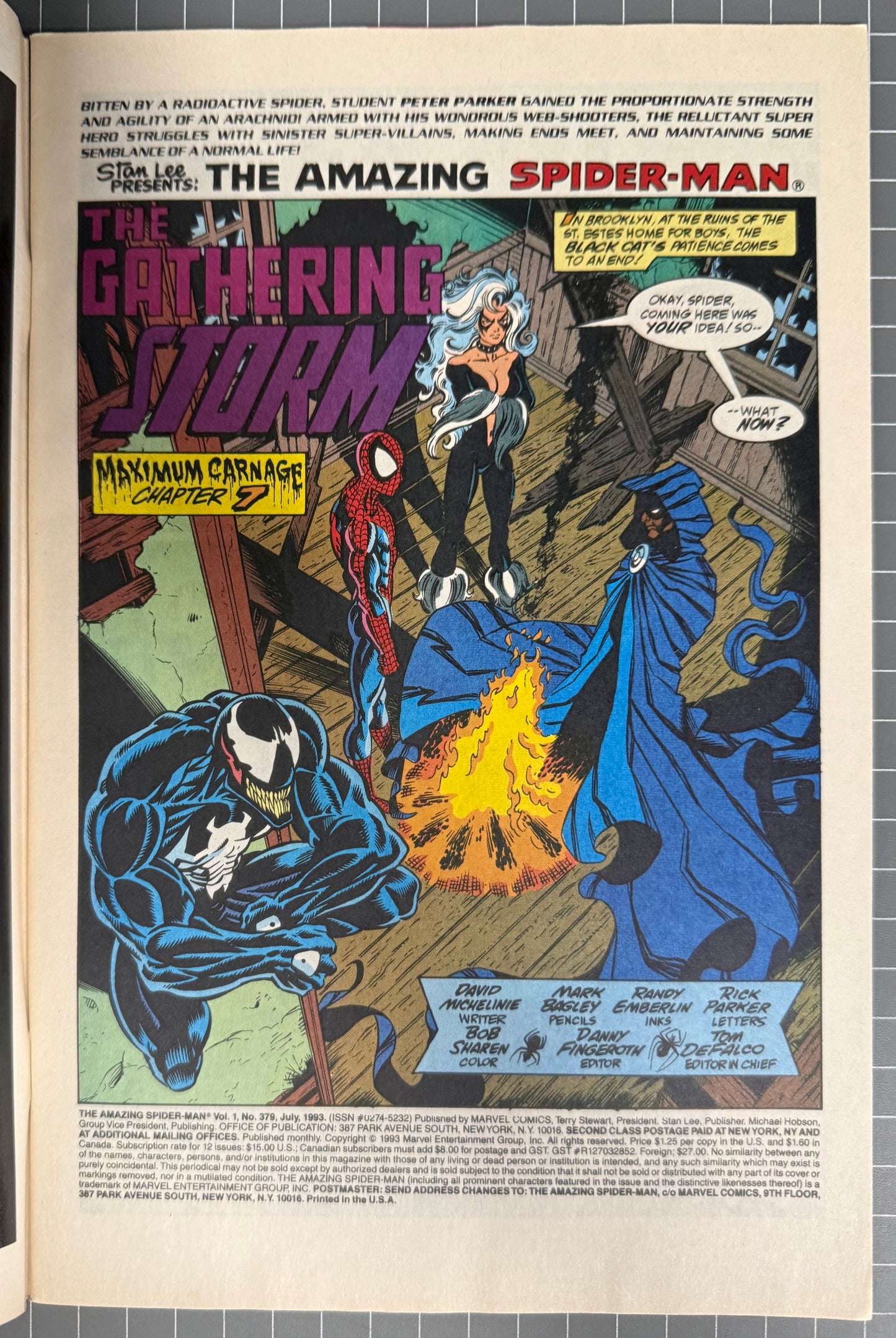 🔑 AMAZING SPIDER-MAN #379 [MARVEL COMICS] *MAXIMUM CARNAGE PART 7* 1993 VF