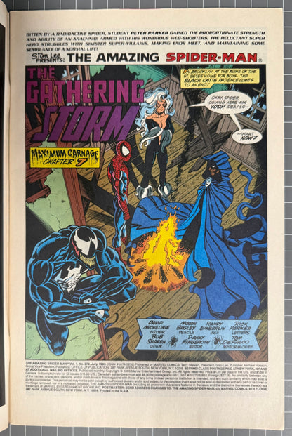 🔑 AMAZING SPIDER-MAN #379 [MARVEL COMICS] *MAXIMUM CARNAGE PART 7* 1993 VF