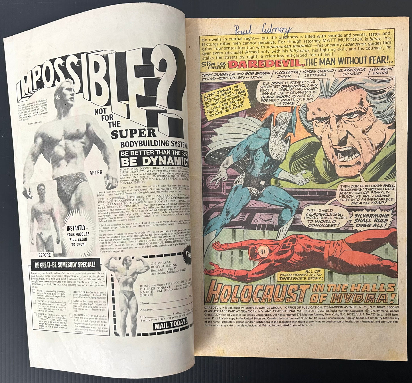 🔑 DAREDEVIL #123 [MARVEL COMICS] DIRECT 1975 VG-