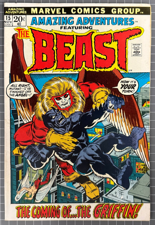 🔑 AMAZING ADVENTURES #15 [MARVEL COMICS] BEAST *1ST APP. GRIFFIN* 1972 FN+