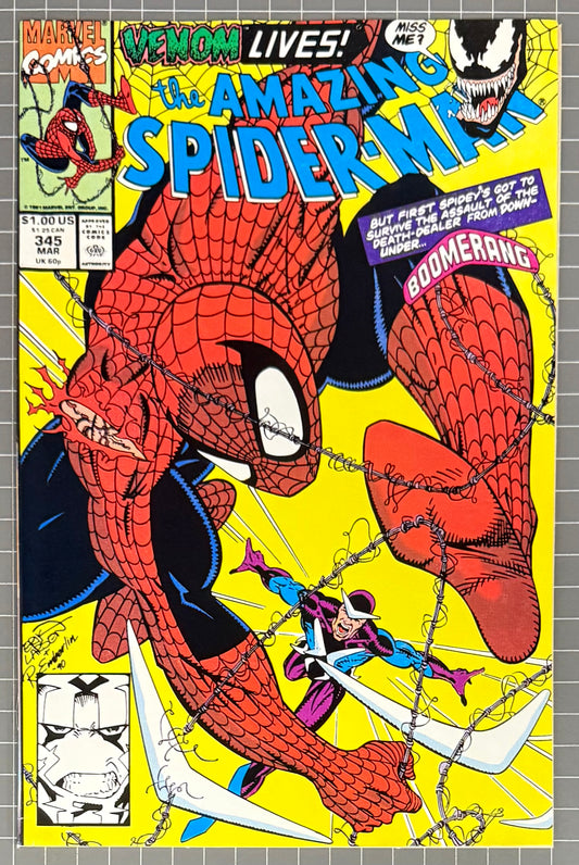🔑 THE AMAZING SPIDER-MAN #345 [MARVEL COMICS] *CARNAGE DEBUT* 1991 VF/NM