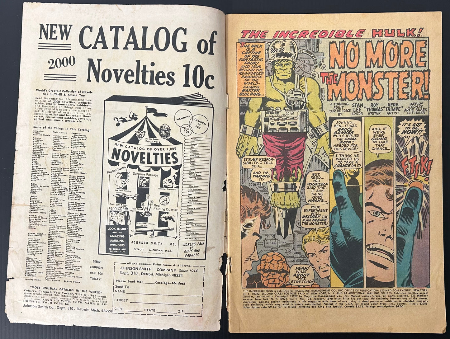 THE INCREDIBLE HULK #123 [MARVEL COMICS] DIRECT 1970 GD+
