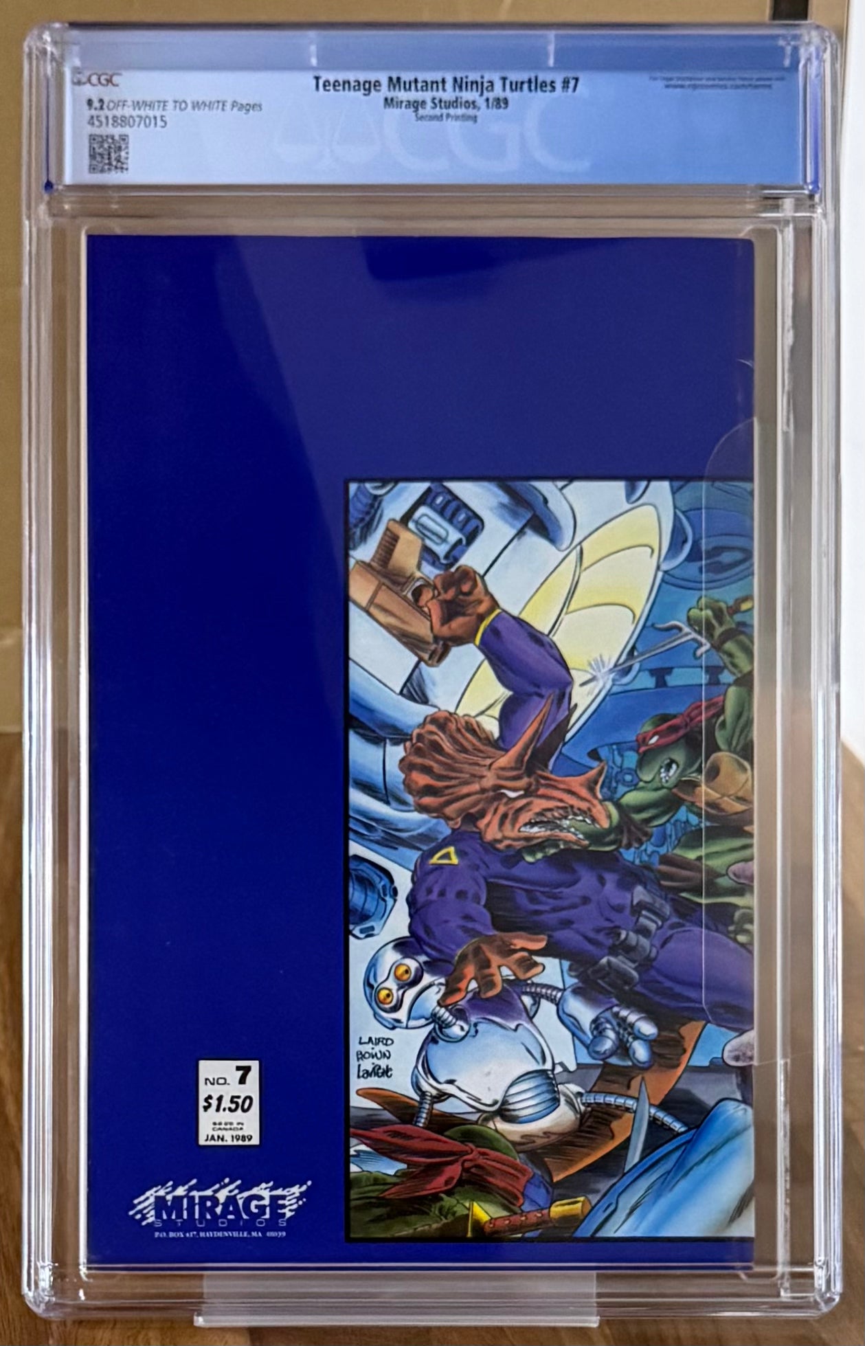 🔑 TEENAGE MUTANT NINJA TURTLES #7 CGC 9.2 (TMNT) [MIRAGE] 2ND PRINT COMIC 1986