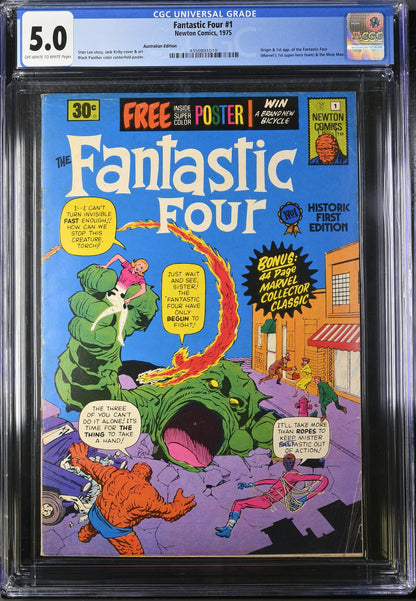 🔑 FANTASTIC FOUR #1 + POSTER CGC 5.0 [NEWTON COMICS] AUSTRALIAN MARVEL 1975