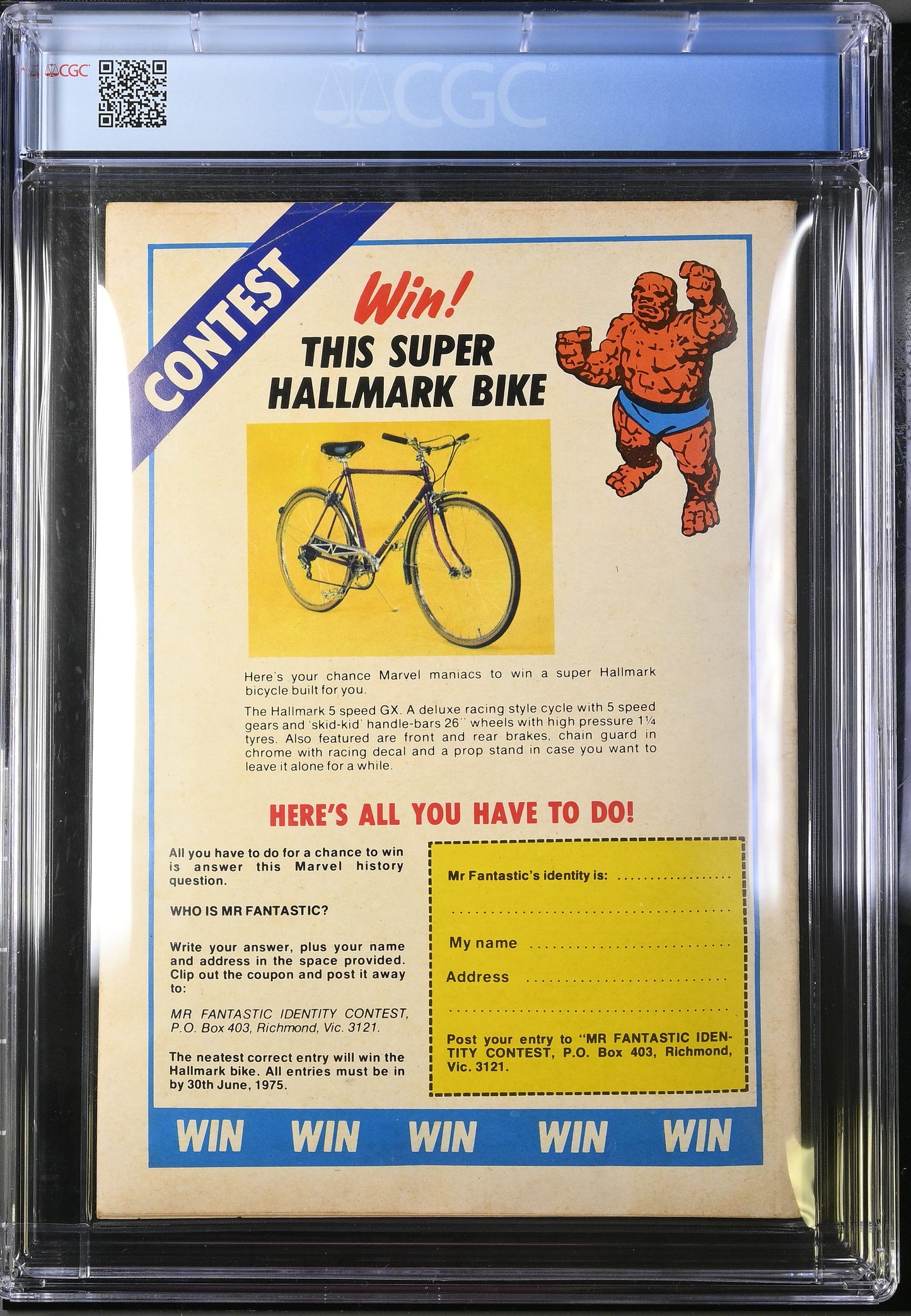 🔑 FANTASTIC FOUR #1 + POSTER CGC 5.0 [NEWTON COMICS] AUSTRALIAN MARVEL 1975