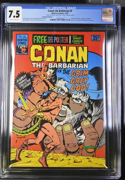 🔑 CONAN THE BARBARIAN #3 (#5) CGC 7.5 + POSTER + SWAP CARD [NEWTON COMICS] AUSTRALIAN MARVEL 1975