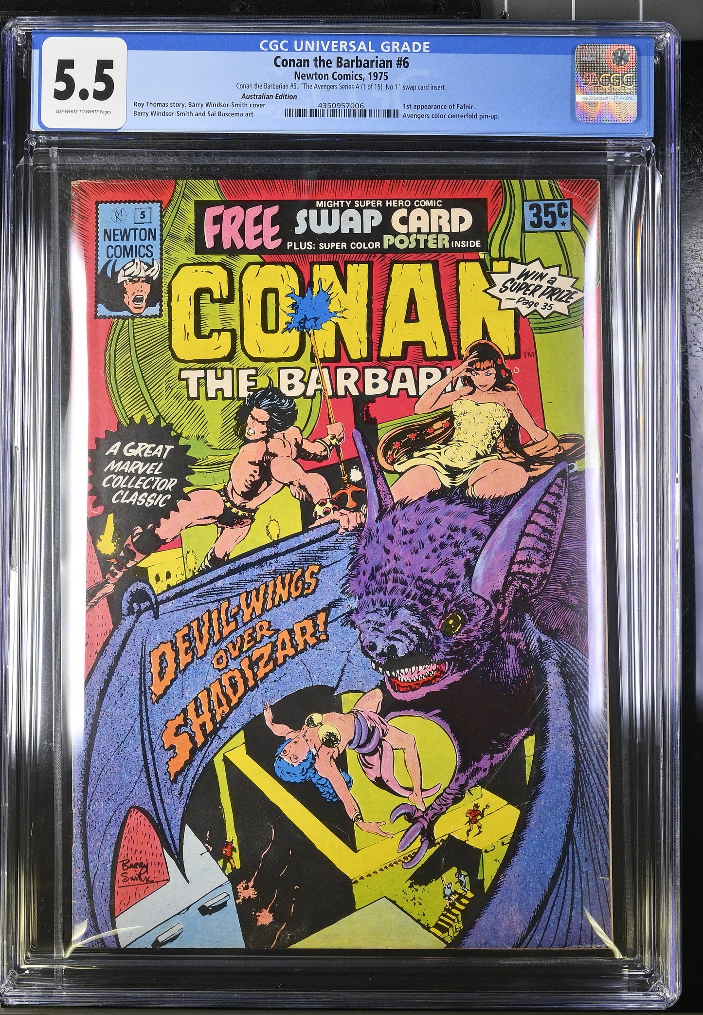 🔑 CONAN THE BARBARIAN #5 + POSTER/SWAP CARD CGC 5.5 [NEWTON COMICS] AUSTRALIAN 1975