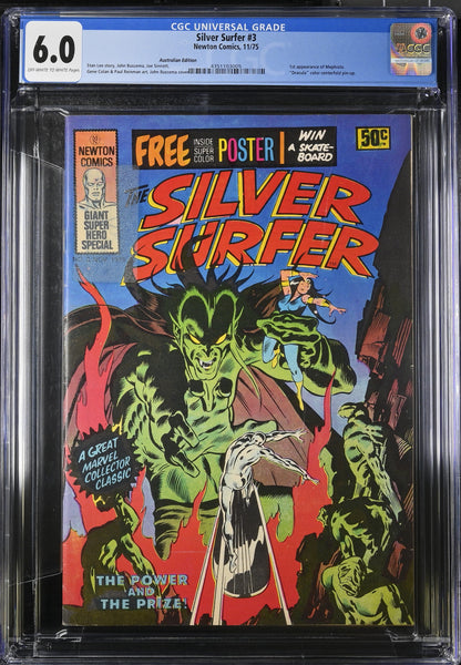 🔑 SILVER SURFER #3 CGC 6.0 + POSTER [NEWTON COMICS] AUSTRALIAN MARVEL 1975