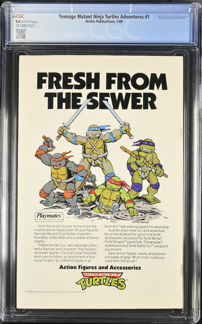 🔑 TEENAGE MUTANT NINJA TURTLES ADVENTURES #1 CGC 9.6 [ARCHIE COMICS] 1989