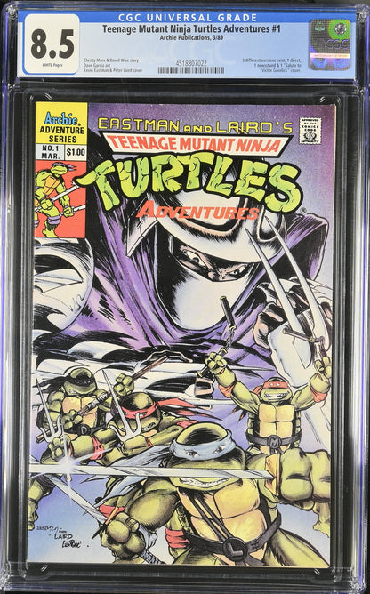 🔑 TEENAGE MUTANT NINJA TURTLES ADVENTURES #1 CGC 8.5 [ARCHIE COMICS] 1989