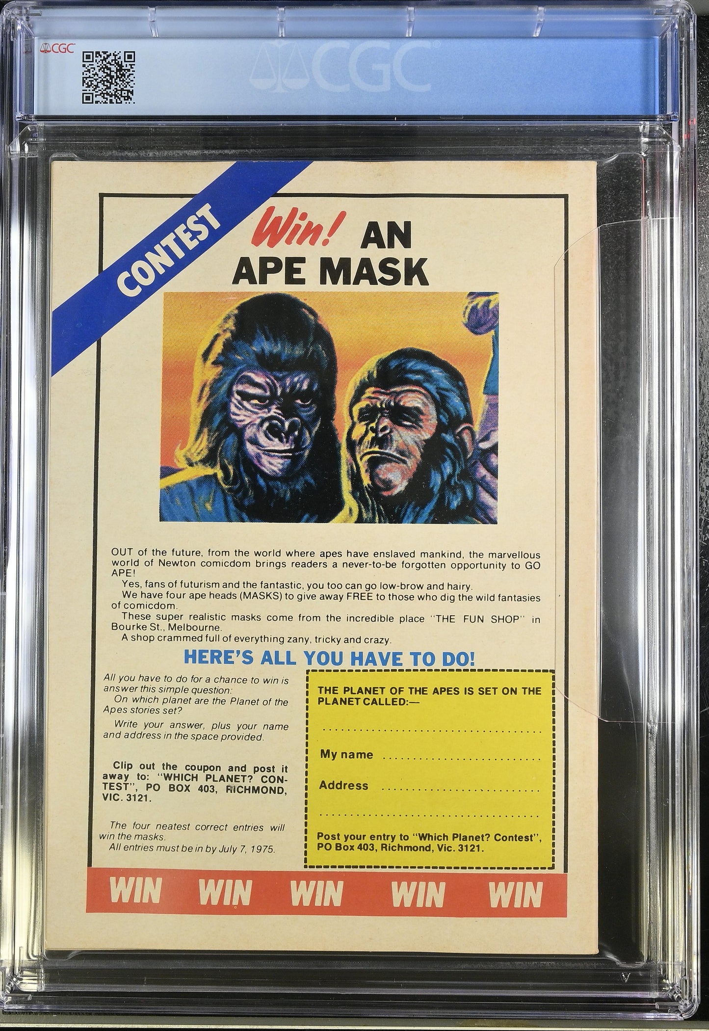 PLANET OF THE APES #2 CGC 8.5 + POSTER [NEWTON COMICS] AUSTRALIAN MARVEL 1975