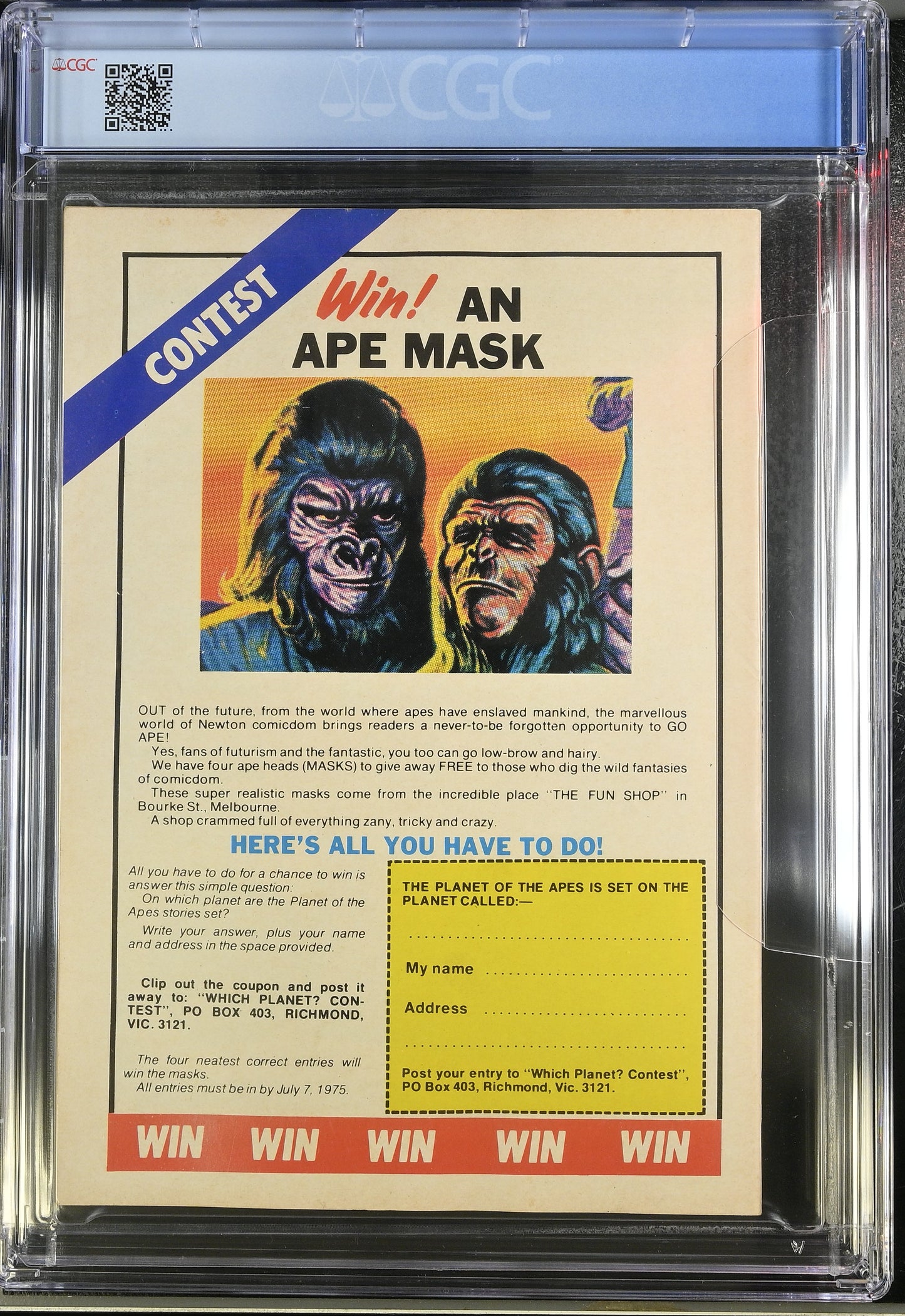 PLANET OF THE APES #2 CGC 8.5 + POSTER [NEWTON COMICS] AUSTRALIAN MARVEL 1975