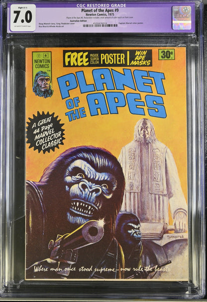 🔑 PLANET OF THE APES #6 (#9) CGC 7.0 + POSTER [NEWTON COMICS] AUSTRALIAN MARVEL 1975