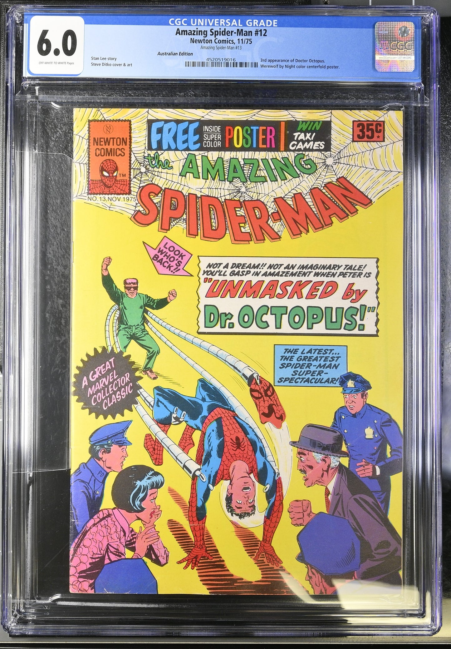 🔑 THE AMAZING SPIDER-MAN #13 CGC 6.0 + POSTER [NEWTON COMICS] AUSTRALIAN 1975