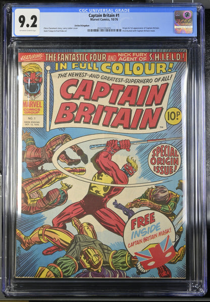 🔑 CAPTAIN BRITAIN #1 CGC 9.2 [MARVEL UK] *1ST APP. CAPTAIN BRITAIN* 1976