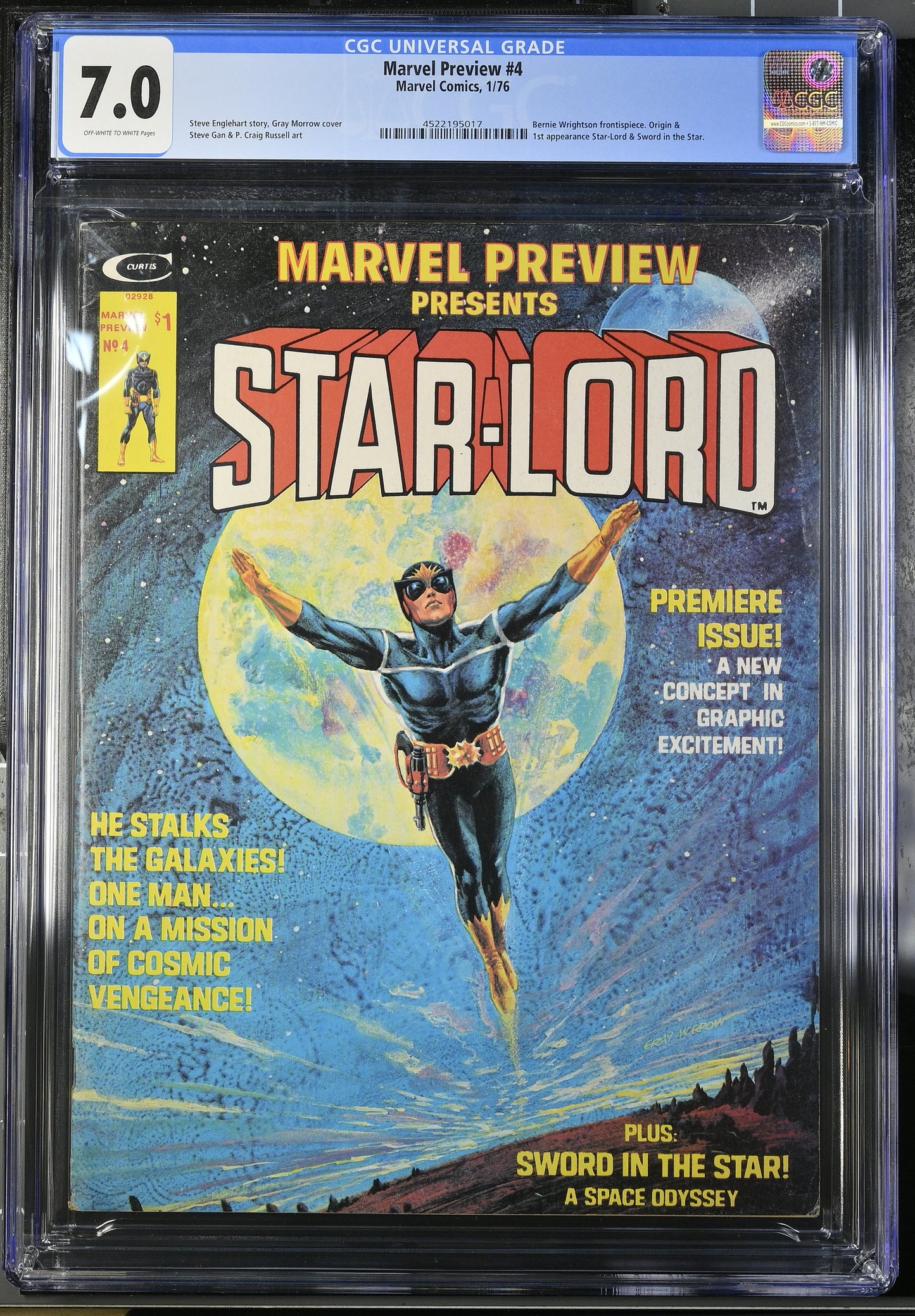 🔑 MARVEL PREVIEW #4 CGC 7.0 [MARVEL COMICS] MAGAZINE *1ST APP. STAR-LORD* 1976