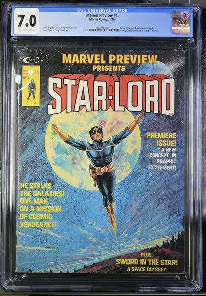 🔑 MARVEL PREVIEW #4 CGC 7.0 [MARVEL COMICS] MAGAZINE *1ST APP. STAR-LORD* 1976