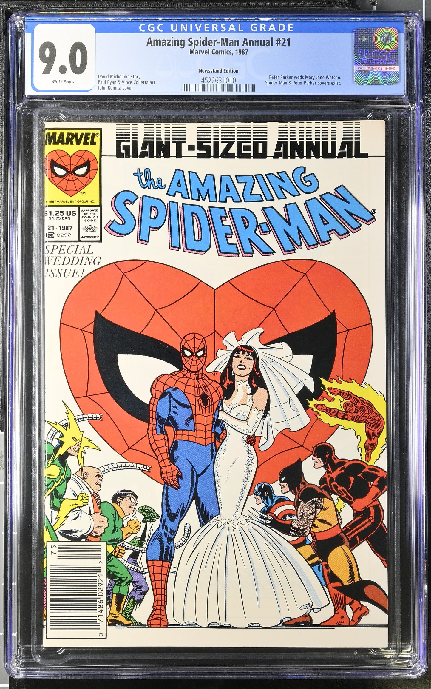 🔑 AMAZING SPIDER-MAN ANNUAL #21 CGC 9.0 [MARVEL] NEWSSTAND WEDDING COMIC 1987