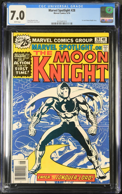 🔑 MARVEL SPOTLIGHT #28 CGC 7.0 [MARVEL] COMIC ***1ST SOLO MOON KNIGHT*** 1976