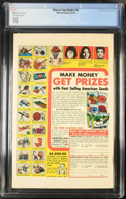 🔑 MARVEL SPOTLIGHT #28 CGC 7.0 [MARVEL] COMIC ***1ST SOLO MOON KNIGHT*** 1976