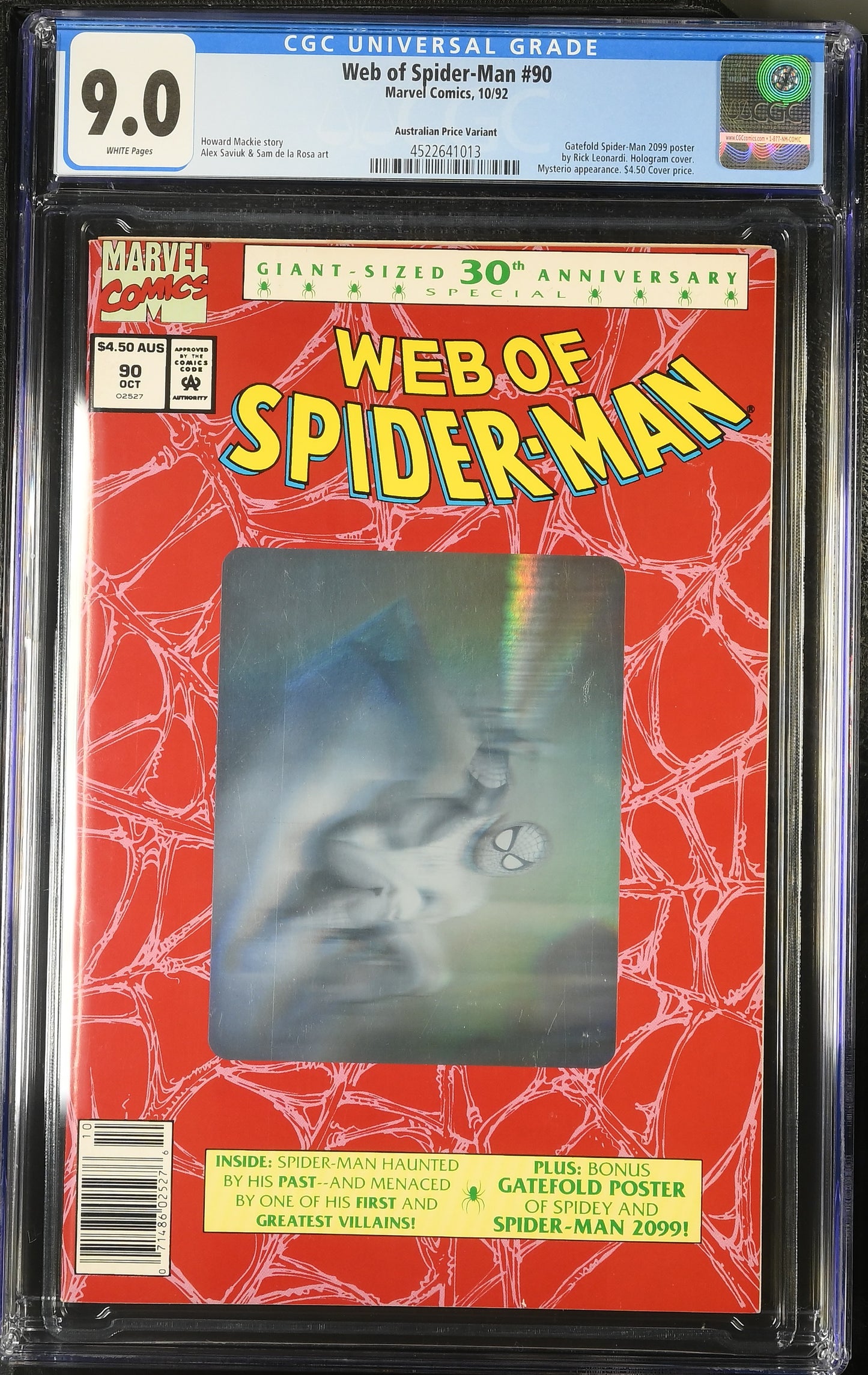 🔑WEB OF SPIDER-MAN #90 CGC 9.0 APV AUSTRALIAN PRICE VARIANT [MARVEL] COMIC 1992