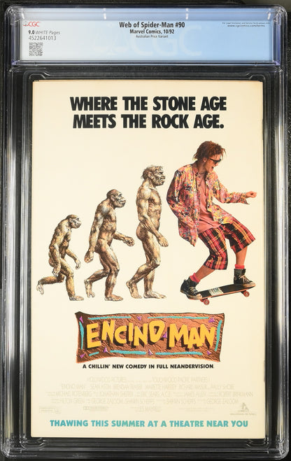 🔑WEB OF SPIDER-MAN #90 CGC 9.0 APV AUSTRALIAN PRICE VARIANT [MARVEL] COMIC 1992