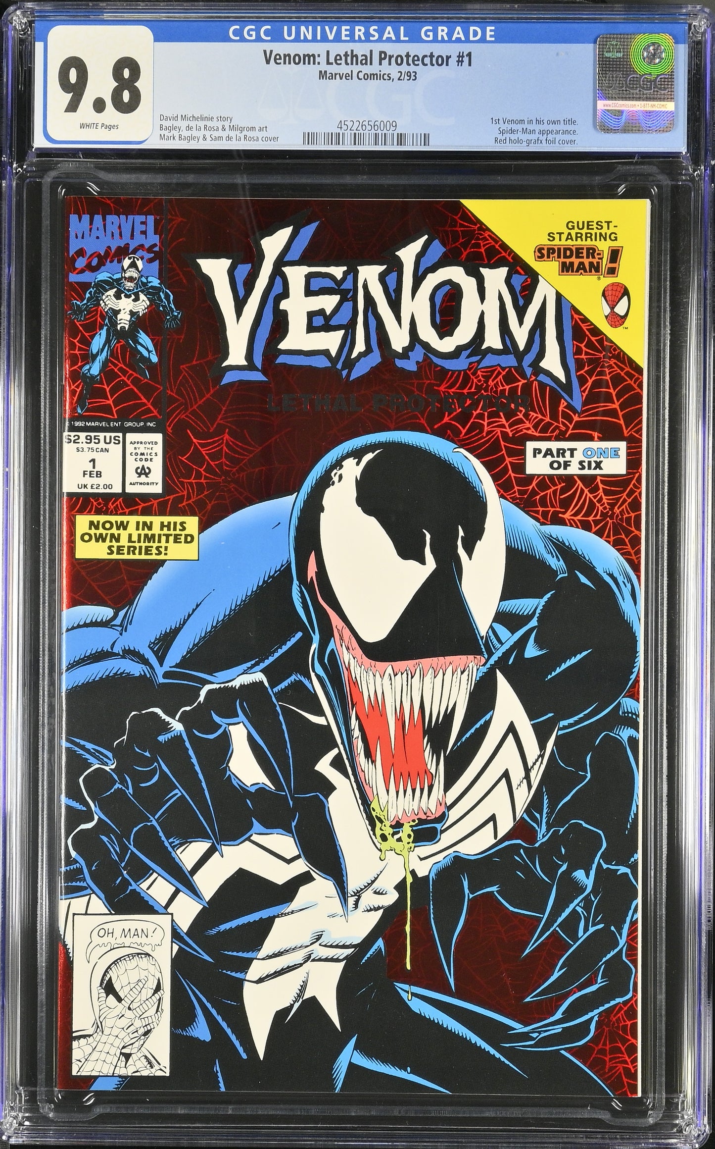 🔑 VENOM: LETHAL PROTECTOR #1 CGC 9.8 [MARVEL] *MARK BAGLEY* 🔥 COMIC 1993