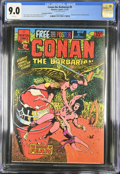 CONAN THE BARBARIAN #7 + POSTER CGC 9.0 [NEWTON COMICS] AUSTRALIAN MARVEL 1975