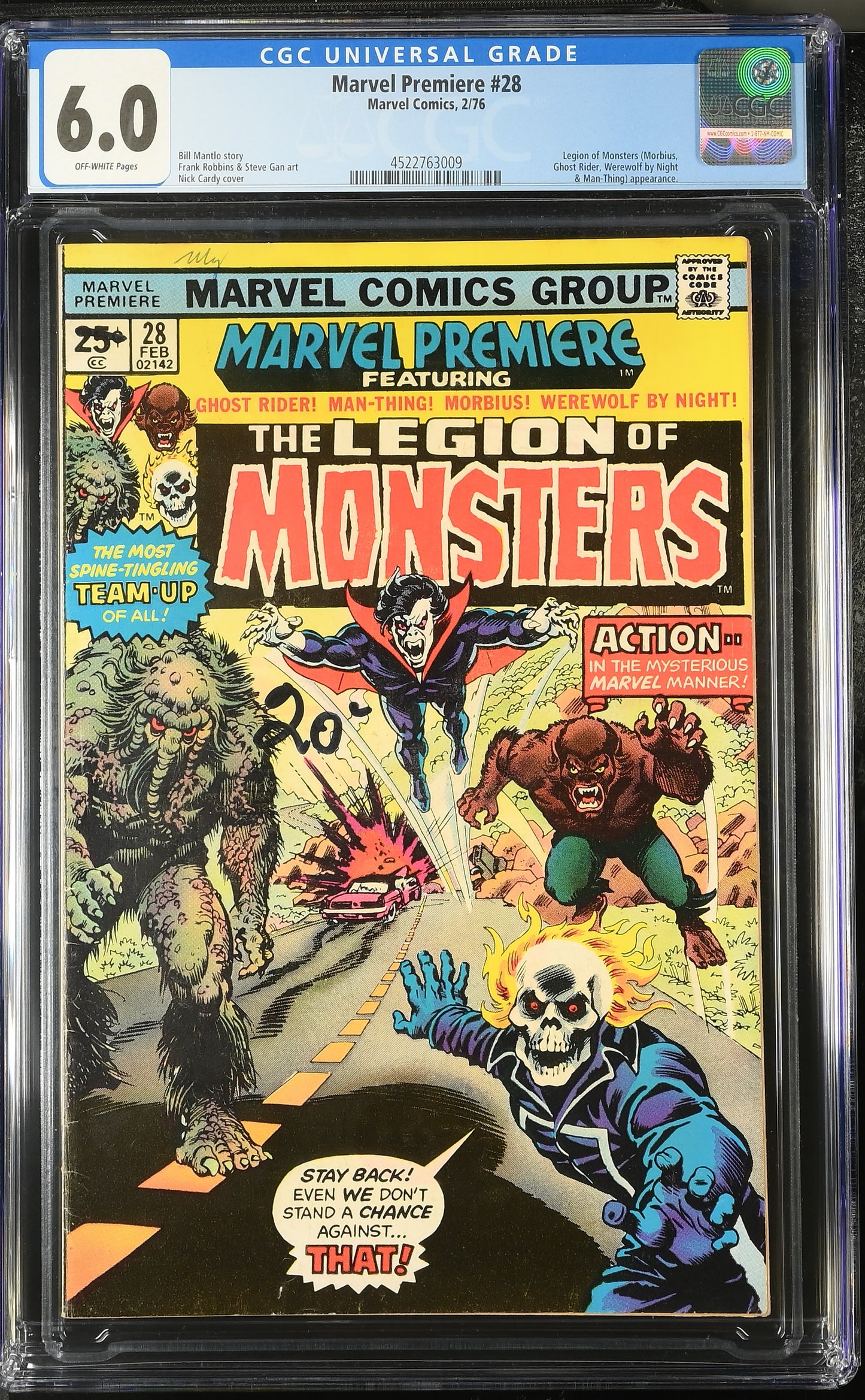 🔑 MARVEL PREMIERE #28 CGC 6.0 [MARVEL] COMIC *1ST TEAM APP. LEGION OF MONSTERS* 1976