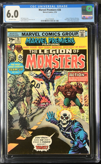 🔑 MARVEL PREMIERE #28 CGC 6.0 [MARVEL] COMIC *1ST TEAM APP. LEGION OF MONSTERS* 1976