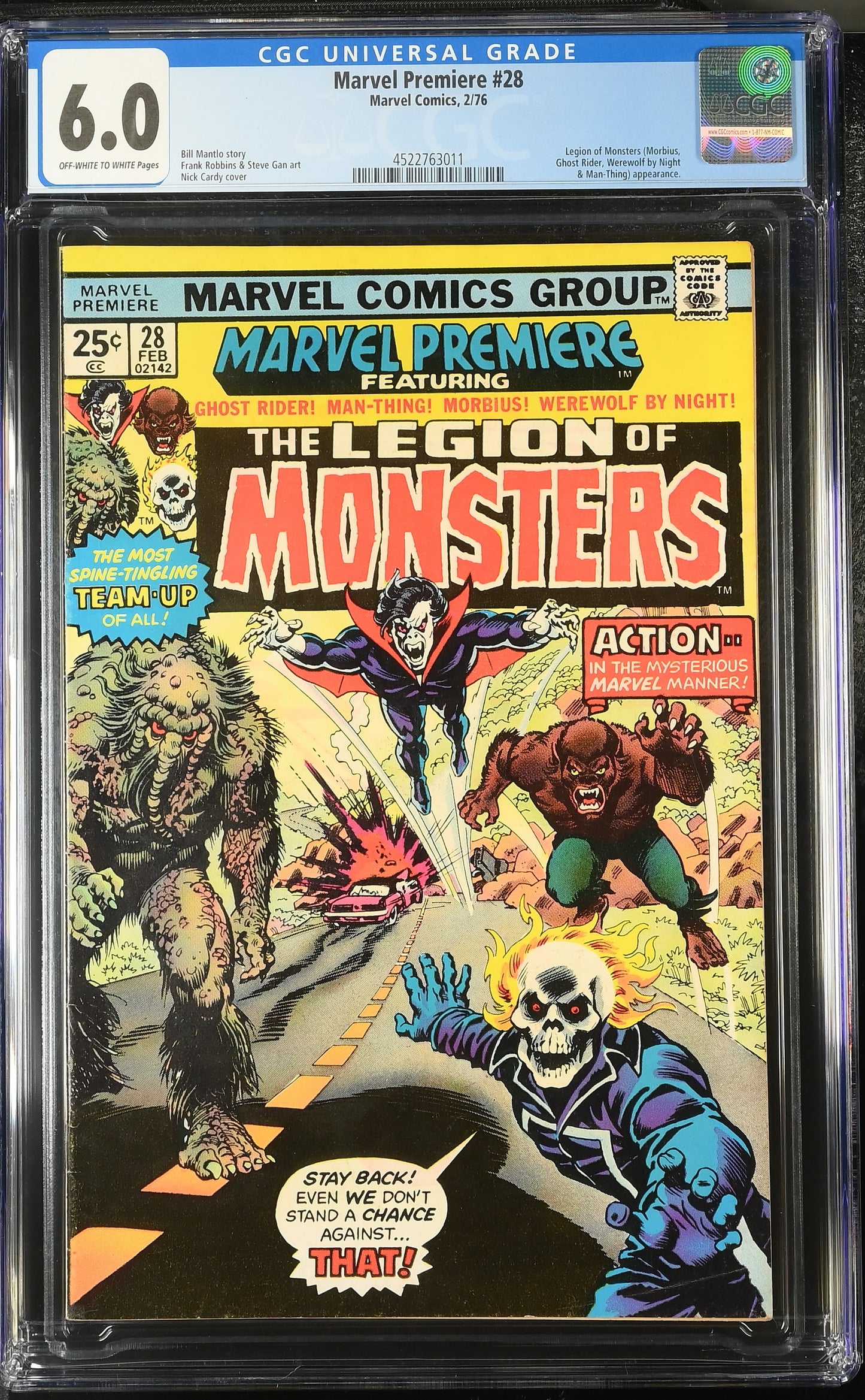 🔑 MARVEL PREMIERE #28 CGC 6.0 [MARVEL] COMIC *1ST TEAM APP. LEGION OF MONSTERS* 1976