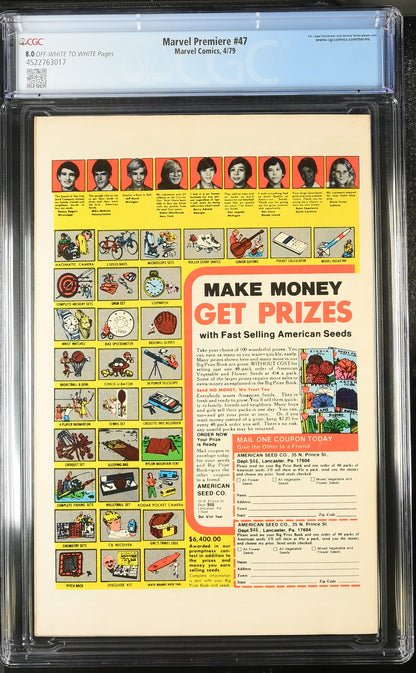 🔑 MARVEL PREMIERE #47 CGC 8.0 [MARVEL] COMIC ***1ST SCOTT LANG ANT-MAN*** 1979